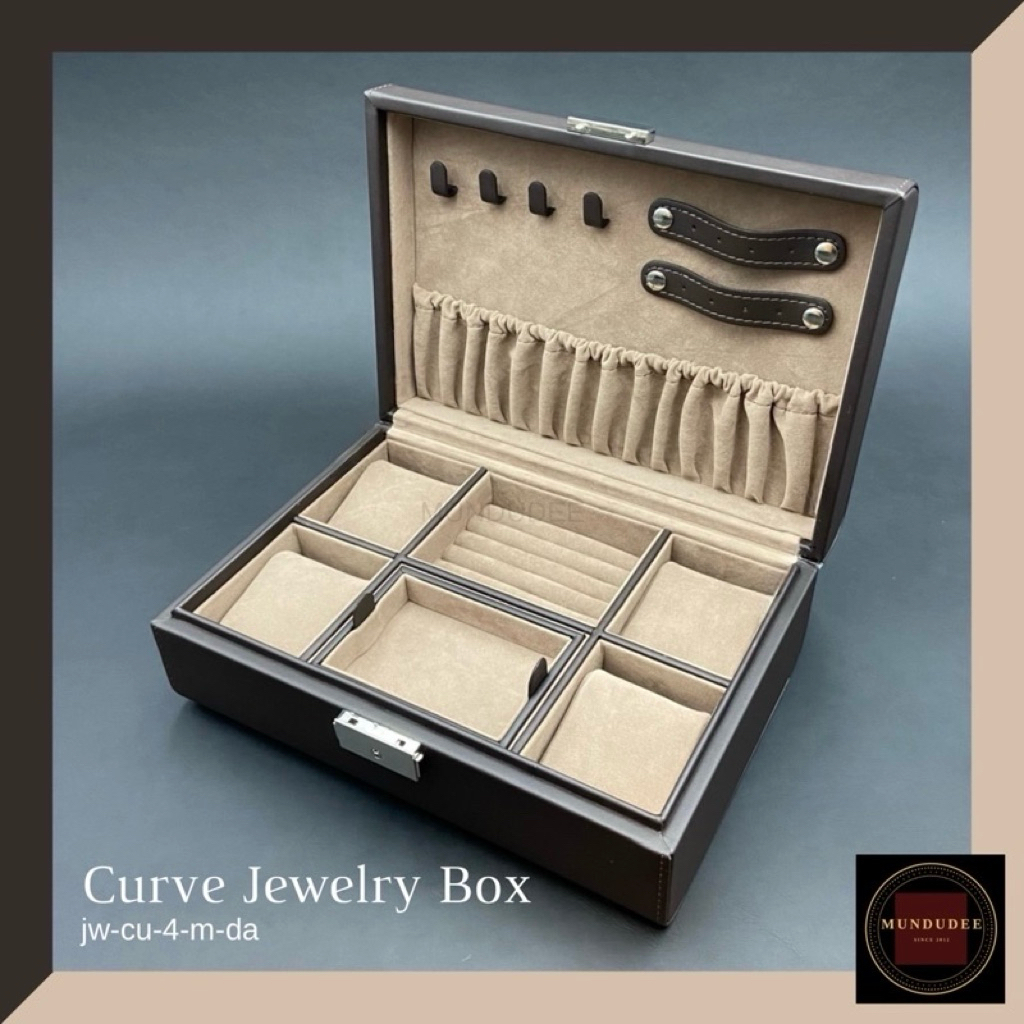 กล่องหนังใส่เครื่องประดับ Leather Jewelry Box Curve Design