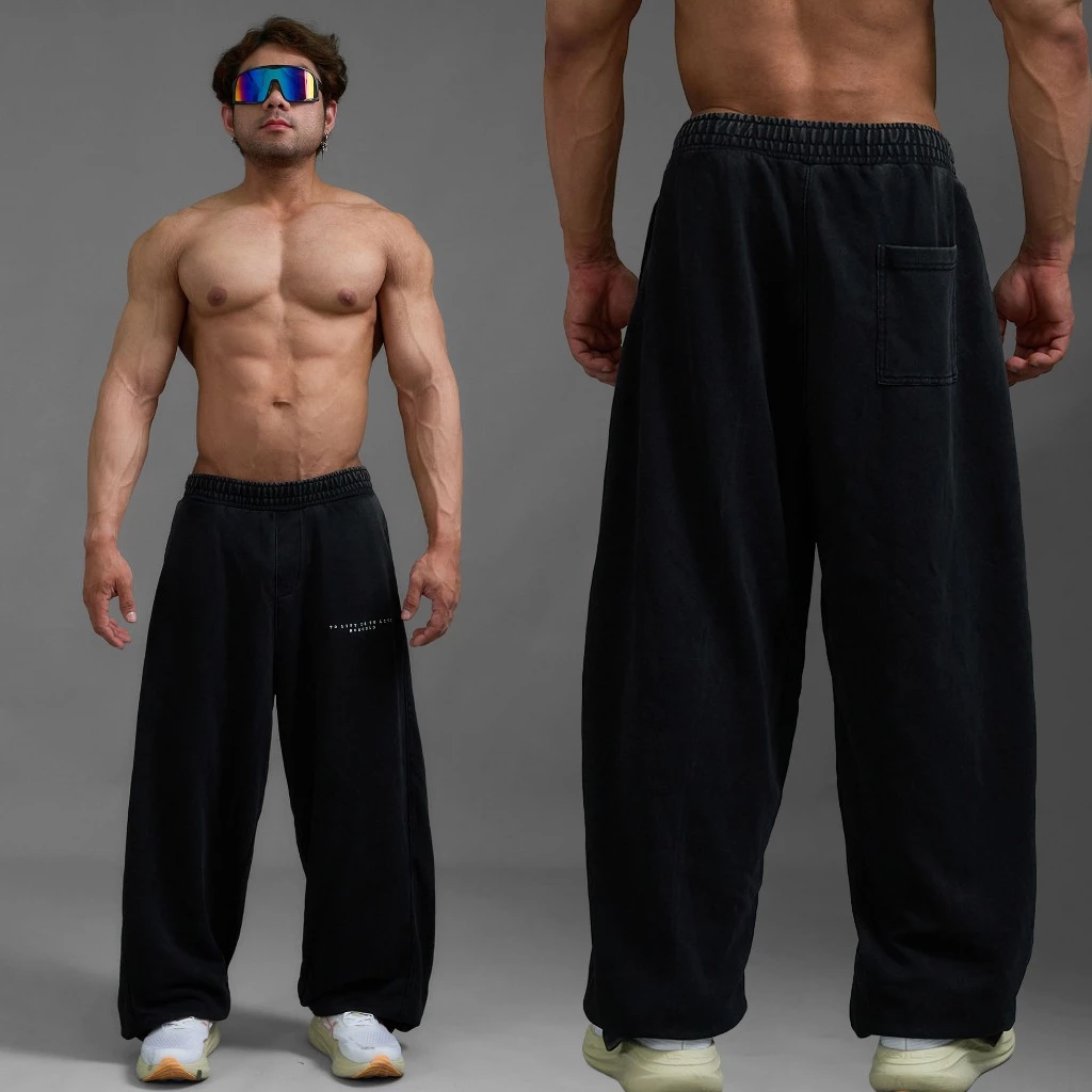 Musculo baggy gym pants กางเกงยิมทรงโอวอร์ฟิต แบ๊กกี้ขาบาน ฟอกวินเทจ ปี2026