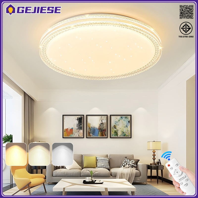 GEJIESE 30/40/50 ซม. ไฟ 3 สี โคมไฟเพดาน LED สามารถปรับความสว่างได้ ไฟติดเพดาน ด้วยการควบคุมระยะไกล ไฟ led เพดาน ไฟเพดาน