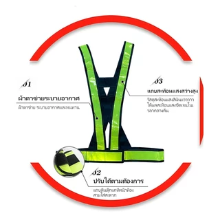 F22 Reflective Vest、เสื้อกั๊กสะท้อนแสง เสื้อจราจร ความปลอดภัย ขนาด 2 นิ้ว