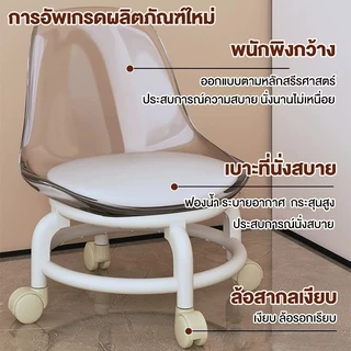 เก้าอี้พลาสติกมินิมอล พร้อมล้อเลื่อน ทนทาน ใช้งานสะดวก