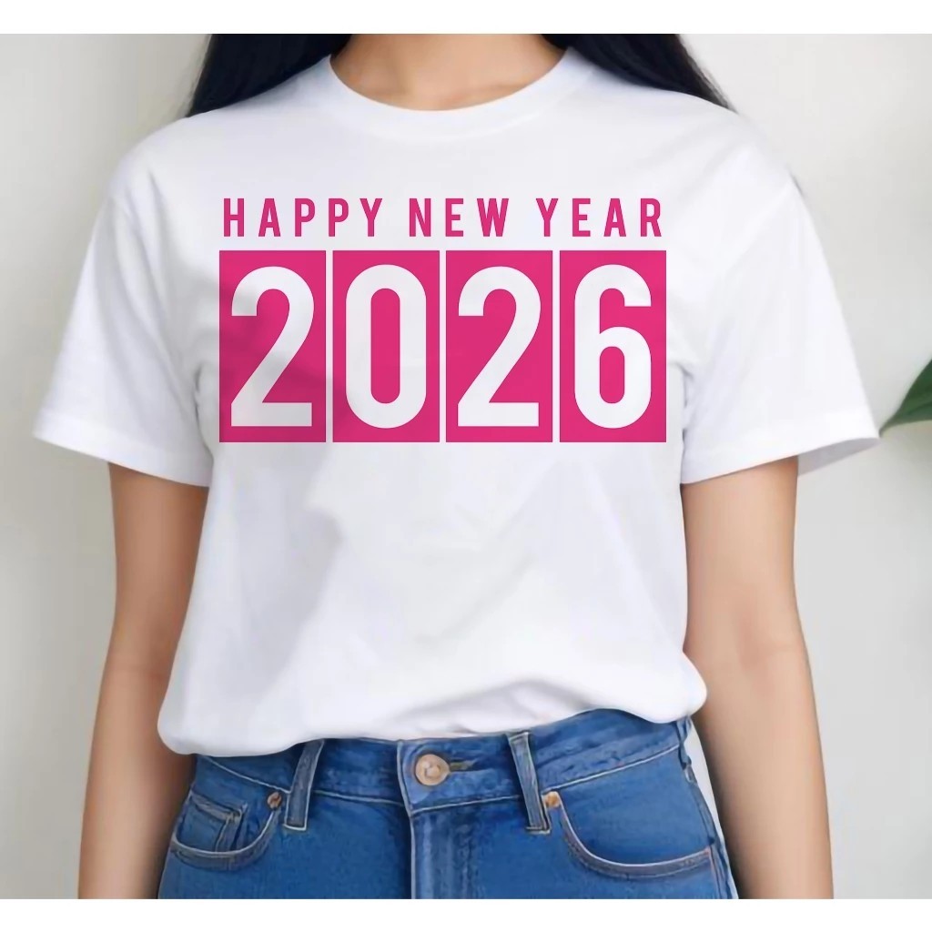 เสื้อยืด Happy new year 2026 เสื้อปีใหม่ 2569 ผลิตในไทย ส่งไวมาก S-7XL ECB