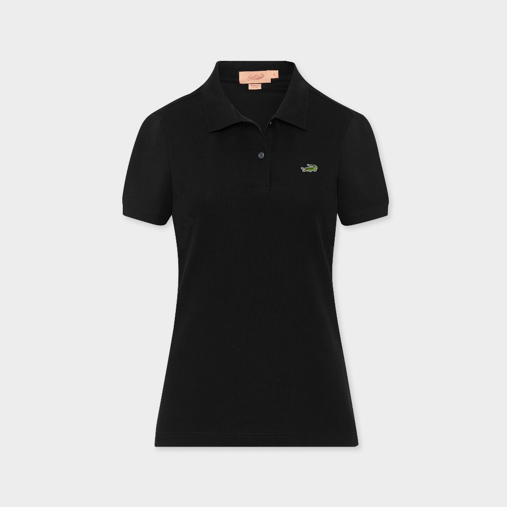 CROCODILE WOMEN BLACK TAPERED FIT POLO SHIRT เสื้อโปโลทรงเข้ารูปสีดำ