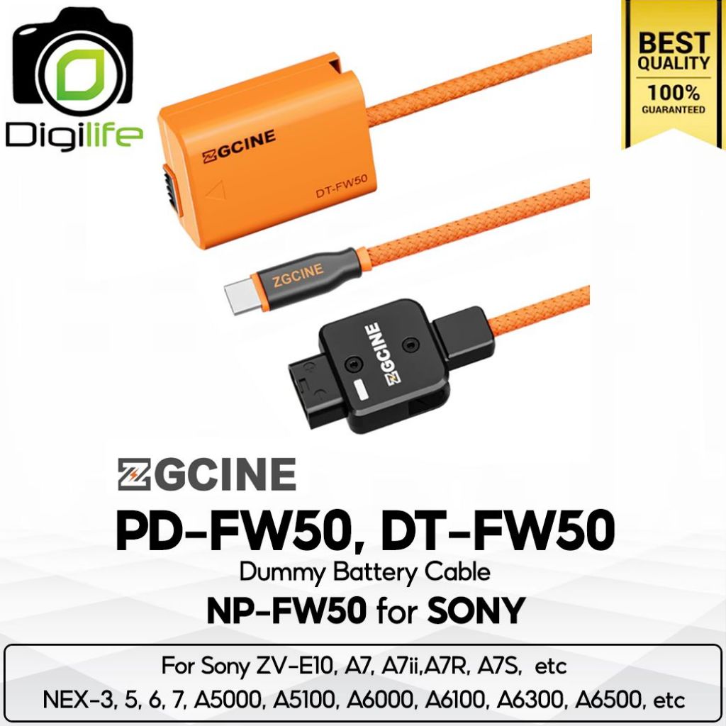 ZGCINE Battery DT-FW50, PD-FW50 Dummy Battery Cable สำหรับ ใช้แทน Sony Battery NP-FW50 ( USB Type-C,