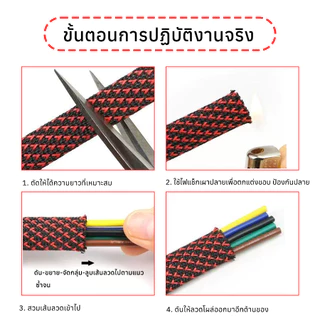 สายถักหุ้มสายไฟ PET 1เมตร/ชิ้น ขนาด 4-10มม คุณภาพสูง (Expandable Cable Sleeve สำหรับปกป้องสายไฟ)