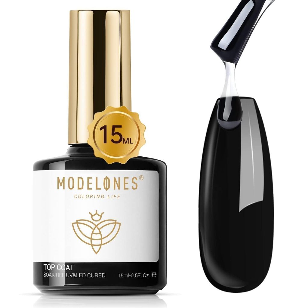 Modelones เจลเคลือบเล็บแบบใส, เจลเคลือบเล็บแบบด้าน, เจลเคลือบเล็บสำหรับผงโครเมียม, ขนาด 15 มล
