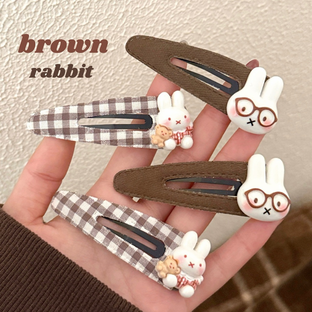 Cute 464 กิ๊บติดผม กิ๊บแป๊กหนีบผมกระต่ายน้ำตาล 2 ชิ้น / แพ็ค