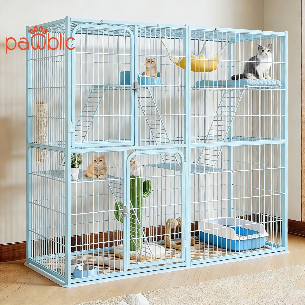 Pawblic🐱กรงขังแมว กรงแมวขนาดใหญ่ 3ชั้น 4ชั้น Pet Cage คอนโดแมว พื้นที่ว่างขนาดใหญ่ ประกอบง่าย เลี้ยงแมวได้หลายตัว