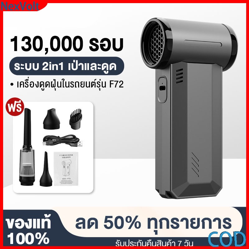 พัดลมอเนกประสงค์ พลังเจ็ท GXZ-F72/F208 Handheld fan 130000RPM 2ระบบ 2 in 1 ดูดและเป่า