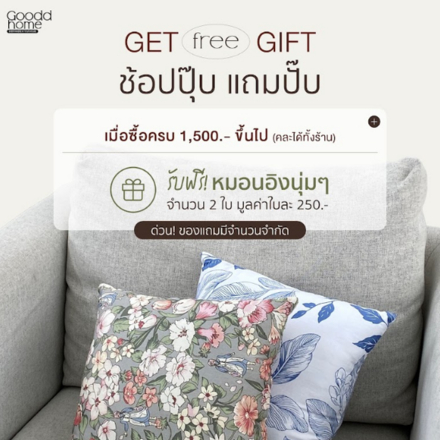 สินค้าสำหรับแถม หมอนอิง Gooddhome 2 ใบ