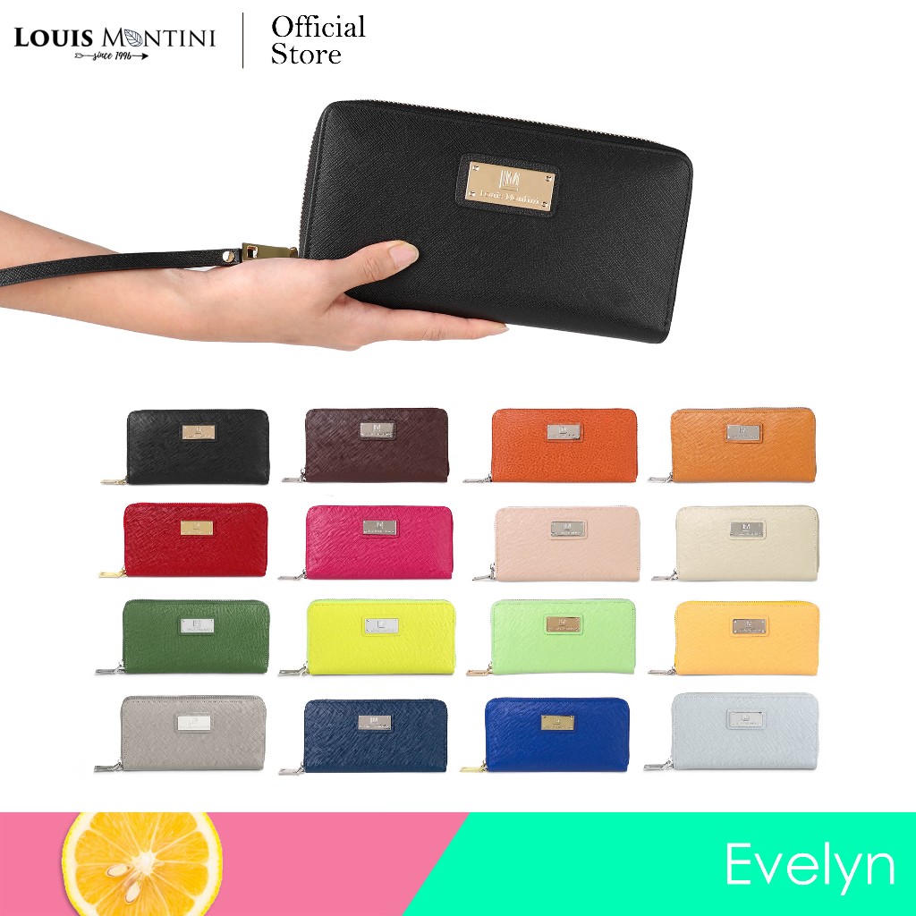 Louis Montini (Evelyn) กระเป๋าหนังวัวซาเฟียโน่ กระเป๋าสตางค์ผู้หญิง ซิปรอบ Women's wallet WL36