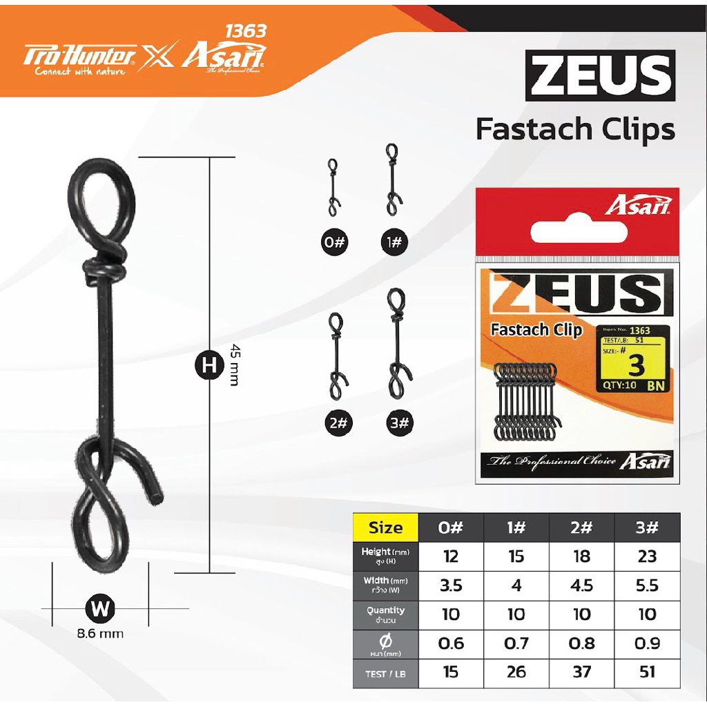 กิ๊บตกปลา ปลดไว Asari Fastach Clip