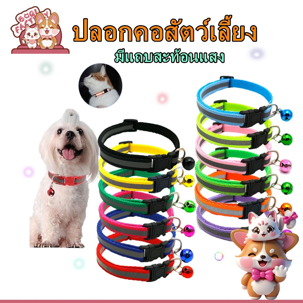 Boqi Factory ปลอกคอสัตว์เลี้ยง ปลอกคอหมา ปลอกคอแมว มีสีเทาสะท้อนแสง Cat collor01