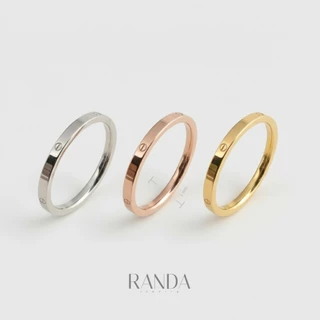 Randa แหวนLuna Dot ขนาด 1mm มีสามสี เงิน ทอง พิ้งโกล งานสแตนเลส ไม่บิด ไม่เบี้ยว แข็งแรง ทนทาน ไม่ลอก ของขวัญ