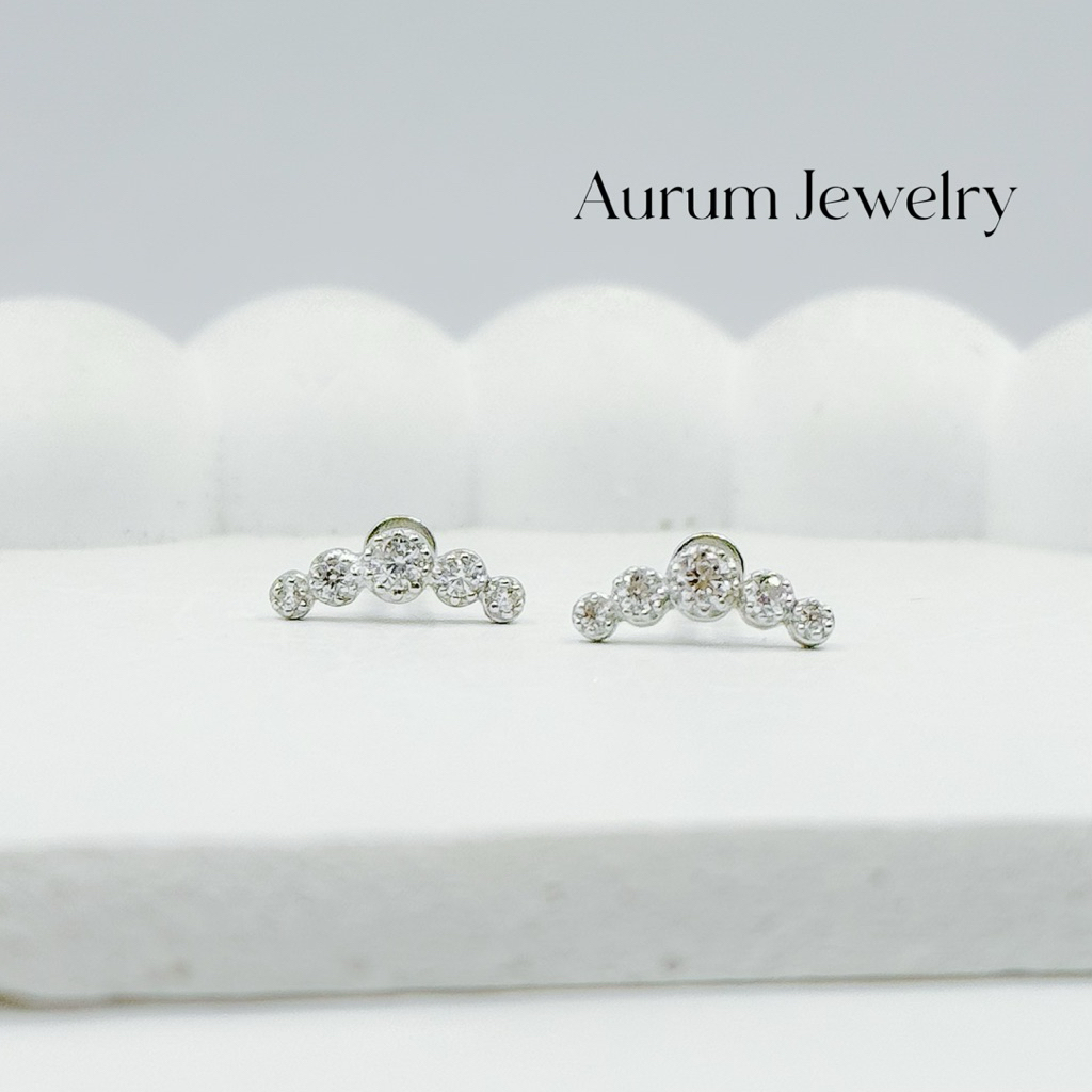 Aurum Jewelry: จิวต่างหูเงินแท้ แป้นแบน รุ่น Lunara รูปที่ 2