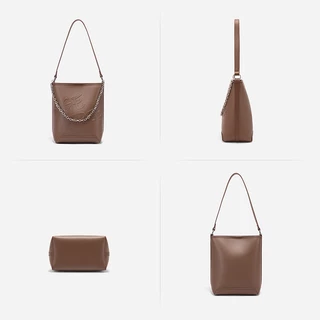 AGE FREE MINI MELI BAG กระเป๋าสะพายไหล่ผู้หญิงทรงถังลายปั๊มด้านข้าง ขนาดเล็ก มีสายโซ่คู่