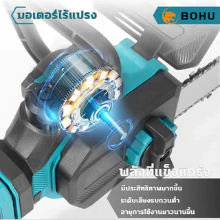เลื่อยไฟฟ้า 12 นิ้ว ปรับยืดได้ เหมาะสำหรับตัดกิ่งไม้ มอเตอร์ไร้แปรงถ่าน เครื่องมือผ่าไม้ ใช้ได้กับแบตเตอรี่ Makita 21V