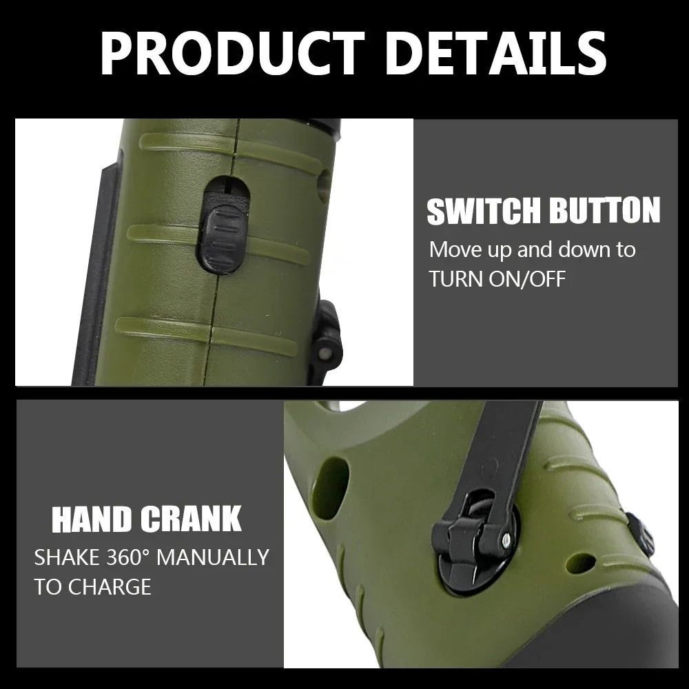 ไฟฉายพลังงานแสงอาทิตย์แบบมือหมุน LED Dynamo ชาร์จไฟได้ ไฟฉายทรงพลังกันน้ำได้ สำรองฉุกเฉินในกรณีภัยพิบัติ - รูปที่ 5