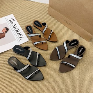 รองเท้าแตะแบบสวม ยางซิลิโคน หัวแหลม ตกแต่งกากเพชร ระยิบระยับ…