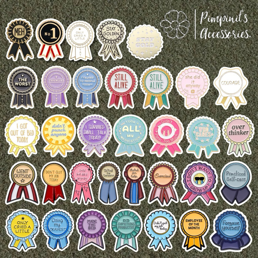 ร้านในไทยพร้อมส่ง : เข็มกลัดเซ็ทตราสัญลักษณ์ป้ายต่างๆ | BADGE COLLECTION Enamel Brooch Pin Set.