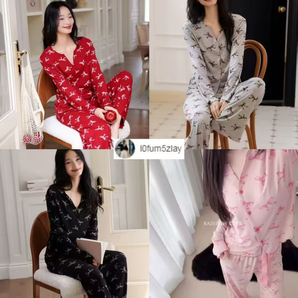 (ราคาถูกที่สุด)ชุดนอนสตรีฤดูใบไม้ร่วงล่าสุด，ชุดนอนเวอร์ชั่นเกาหลี，แต่งตัวเรียบหรูสบายตา，ขายาว+เสื้อ，M-2XL