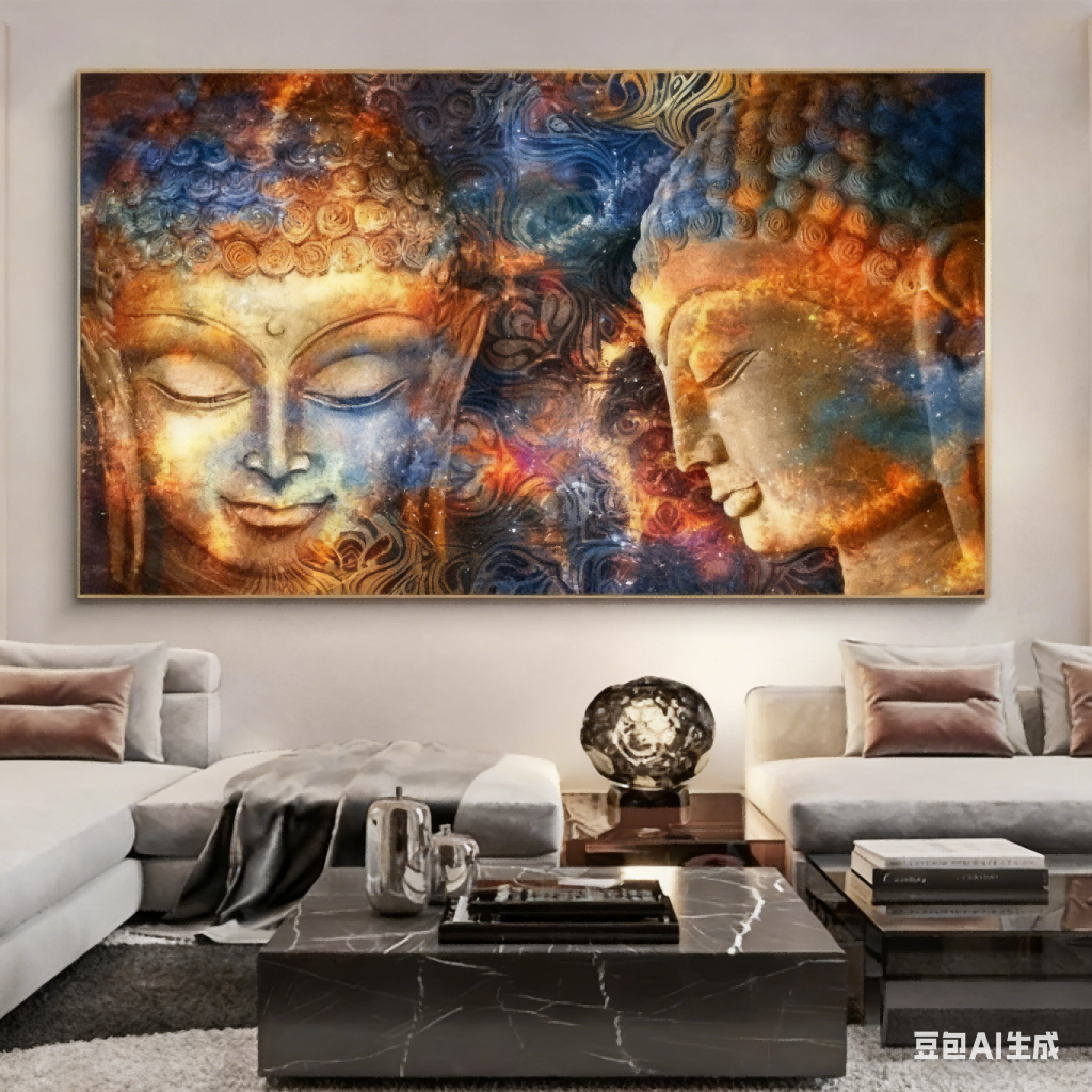 Golden Buddha Statue Abstract Oil Painting Buddha Statue Oil Painting Poster and Printing Canvas Pai