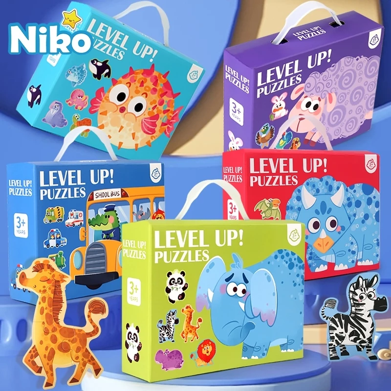 NIKO ของเล่นปริศนา 6 ใน 1 กระดานปริศนาสัตว์ ของเล่นก่อนเรียน ชุดของขวัญสำหรับเด็ก ปริศนาเด็ก ของเล่นสัตว์ก่อนเรียน」