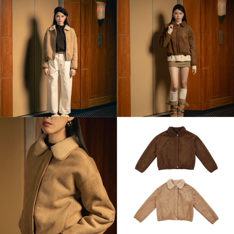 EVERYDAY - Hazel Jacket แจ็คเก็ตหนังกลับคอปกขน (D)