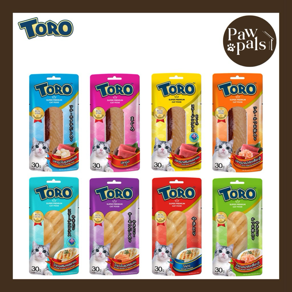 TORO โทโร่ขนมแมว ไก่ย่างและปลาทูน่าชิ้น สำหรับแมว 1 ปีขึ้นไป 30g