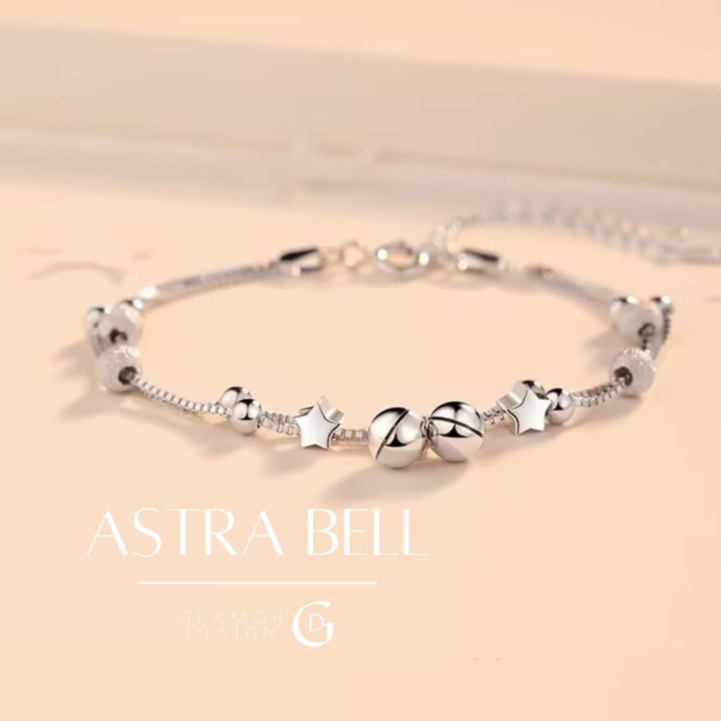 GLAMOR✨กำไลข้อมือเงินแท้ Astra Bell กำไลข้อมือรูปดาวสองชั้น กำไลผู้หญิงสไตล์เกาหลี กำไลแฟชั่น