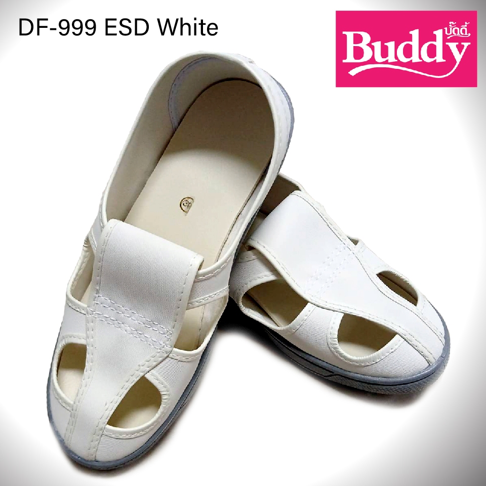 Buddy รุ่น DF-999 ขาว (ESD) รองเท้ากันไฟฟ้าสถิตย์  ใช้ในอุตสาหกรรมอิเล็คทอนิกส์ฯ(สินค้าขายดี)