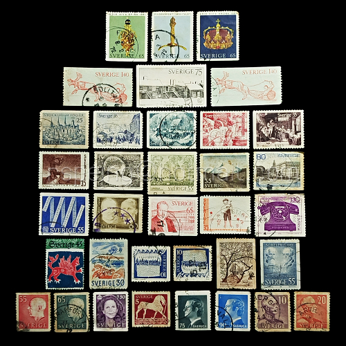 แสตมป์เก่า สวีเดน (Sverige คละชุด 35 ดวง (ใช้แล้ว)