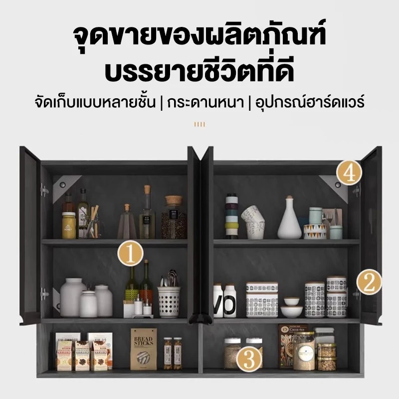 ✨ตู้แขวน✨Ark ตู้เก็บของ แผงอลูมิเนียมอัลลอยด อเนกประสงค์ หลายชั้น เพิ่มพื้นที่จัดเก็บได้มากยิ่งขึ้ Wall-mounted cabinets ราคา ถูกที่สุด ดีลบีเคเค แกลเลอรีภาพที่ 3