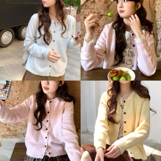 Somedays | 🐰Ami Cardigan คาร์ดิแกนสีพื้นสีพาสเทลลูกคุณหนู กร…