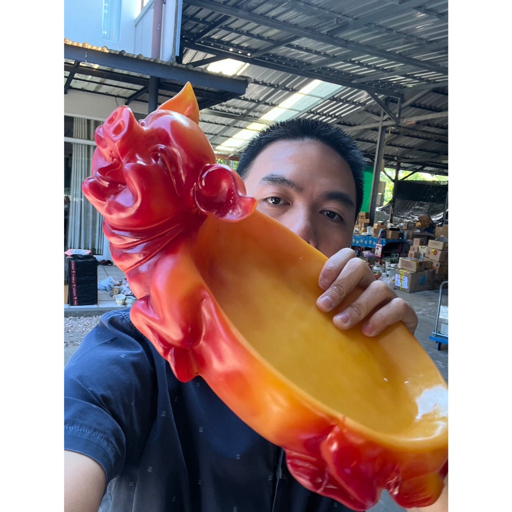 จานลายหมู จานใส่ลูกชิ้น ขนาด36x21cm
