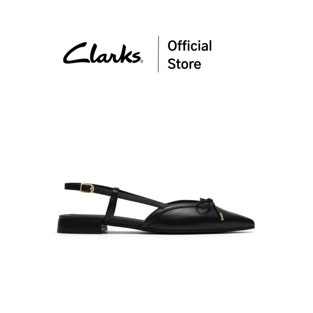 Clarks รุ่น SENSA15 BOW สี BLACK LEATHER รองเท้าหนังแท้ รองเท้าส้นแบน คุณภาพดี ใส่สบาย รองเท้าทำงาน รองเท้าไซส์เล็ก