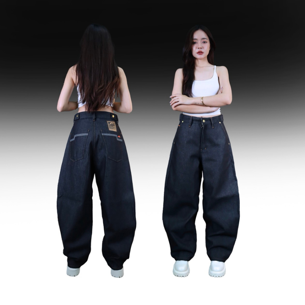 SUP105 (W) กางเกงยีนส์ผู้หญิง ทรงบอลลูนบาร์เรล สียีนส์เข้ม 14oz Unsanforized (Gasoline & Garage) ปั๊มน้ำมันแก๊สโซลีน