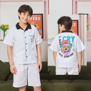e'clat เสื้อเชิ๊ตเด็กโต เสื้อเด็กผู้ชาย พรีทีน 6-12 ปี สีขาว…