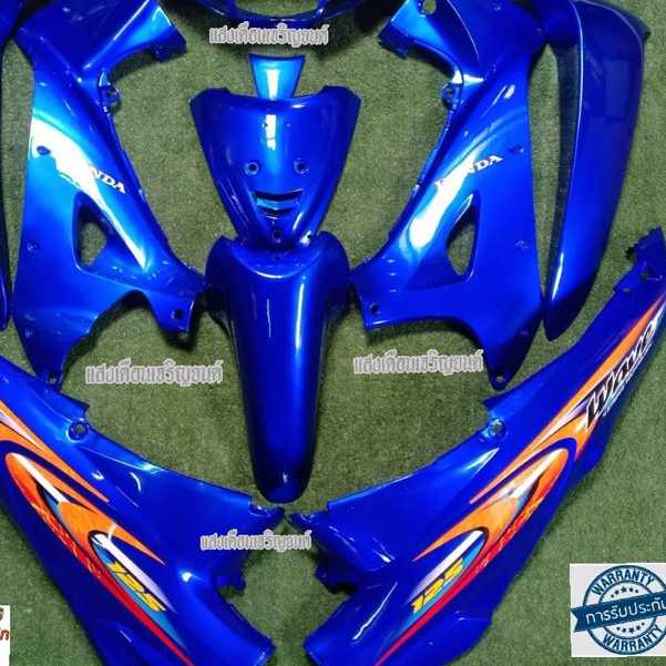 ชุดสีเวฟ125Sหัวเถิกกุญแจกลม  สีน้ำเงินแก้วตัดบรอนซ์(13ชิ้น)