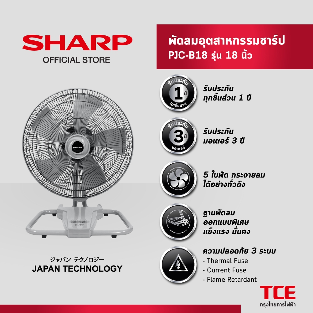 SHARP พัดลมอุตสาหกรรมชาร์ปรุ่น PJC-B18 รุ่น 18 นิ้ว