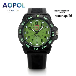 AOPOL นาฬิกาข้อมือผู้ชาย ขอบหมุนได้ เข็มพรายน้ำ ขนาดหน้าปัด 46 mm รุ่นยอดฮิต