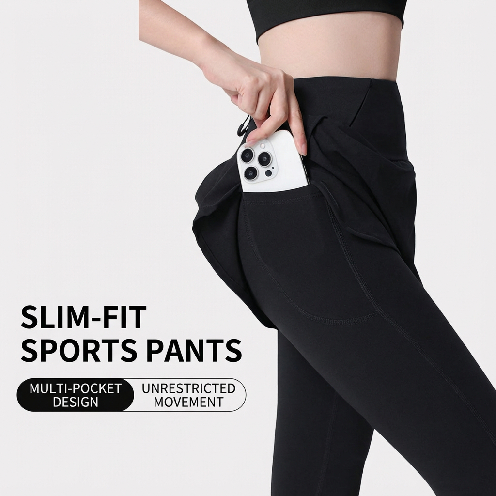 กางเกงออกกำลังกายผู้หญิง 2in1 เลกกิ้งพร้อมกางเกงขาสั้น เอวสูง มีกระเป๋า วิ่ง ฟิตเนส โยคะ สปอร์ตแวร์ - รูปที่ 2