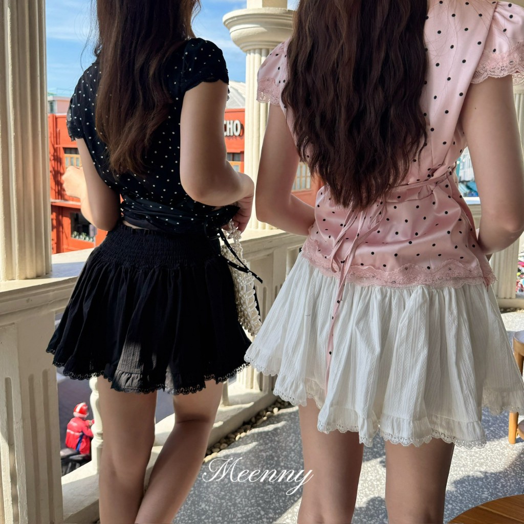Meenny Closet | LX02 (มีSize) กระโปรงน่ารักเเต่งดีเทลดอกไม้ MEENNY รูปที่ 7