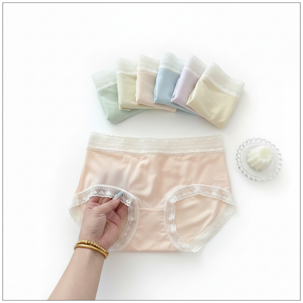 💥Angle Bra💥 (N987) กางเกงในเอวกลางสีพาสเทล ผ้าระบายอากาศได้ดี มีซับเป้า - รูปที่ 2