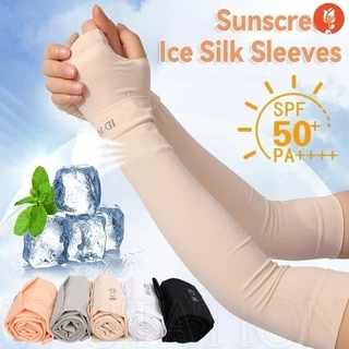 ปลอกแขนกันแดด ปลอกแขนสวมนิ้ว กันแสง UV ใส่ได้ทั้งชายและหญิง Cooling Ice Silk Sunscreen Sleeves Sports Arm Cover ปลอกแข
