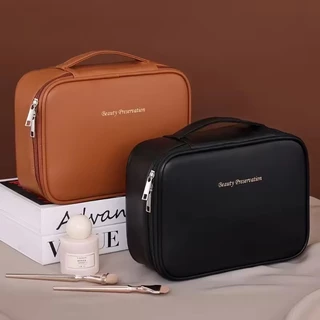 กระเป๋าเครื่องสำอางหนังPU 💼 กันน้ำ+จุเยอะ ✨ ถอดแปรงได้ 💄 พกพาสะดวก