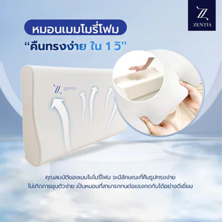 ZENTIA หมอน Memory Foam รุ่น MM-01 | หมอนสุขภาพ นอนแล้วไม่ปวดคอ ปลอกซักได้ "MM-01"