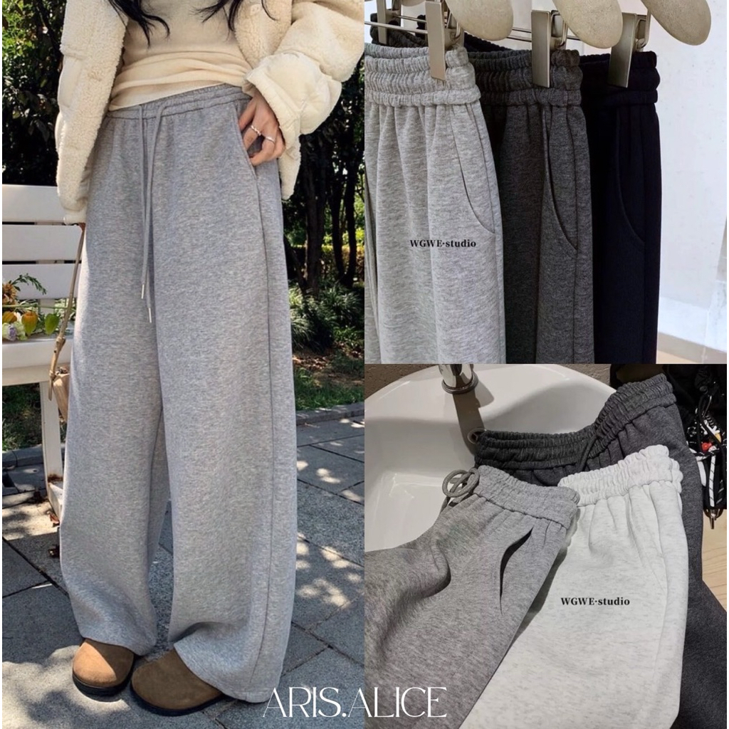 พร้อมส่ง✅กางเกงวอร์มขายาวทรงกระบอก TAG : WG.WE🇰🇷 ดีเทลเชือกรูดด้านหน้า มีกระเป๋าข้าง รุ่นนี้ผ้านุ่มผ้าดีมากค่ะ