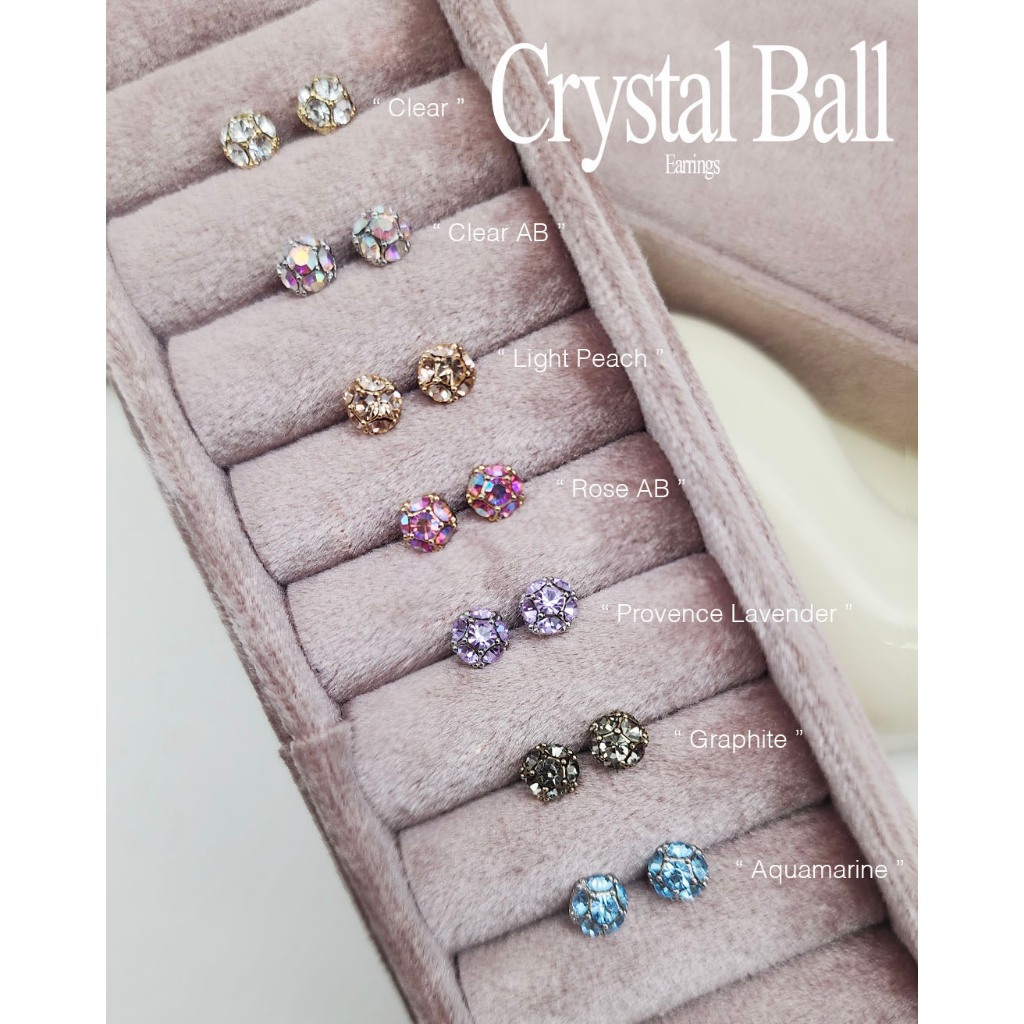 First Light Morning :  Crystal Ball Earrings ต่างหู ต่างหูแป้นเสียบ