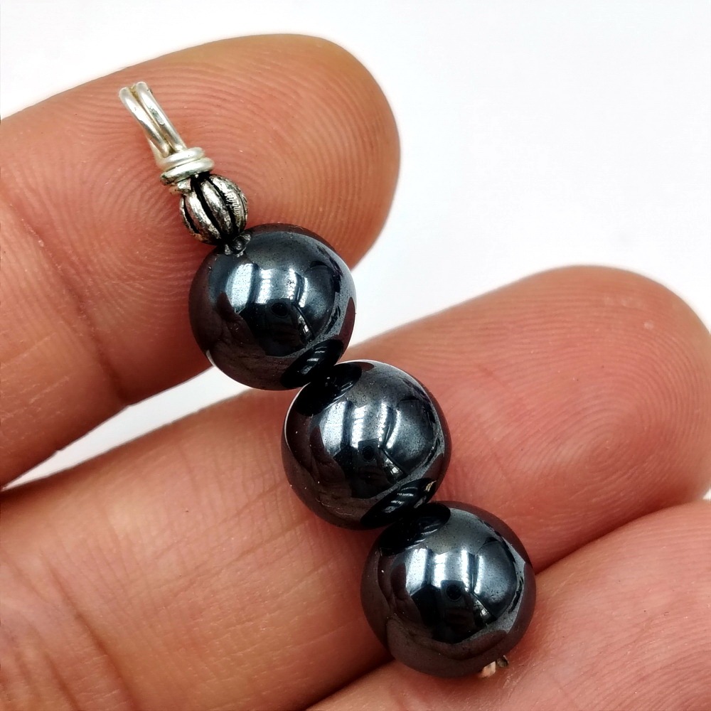 [หินแห่งการปกป้อง] จี้แร่เฮมาไทต์ (Hematite) เม็ด 10 มิล 3 เม็ดเรียงสวย งานดัดลวดเงิน สุ่มเลือกจำนวน 1 ชิ้น ราคา ถูกที่สุด ดีลบีเคเค แกลเลอรีภาพที่ 6